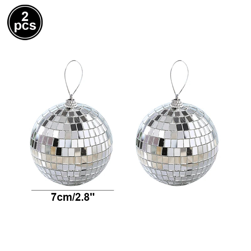 Palla da discoteca a specchio, decorazione per feste anni '70, riflettente, da appendere, 2-10 cm