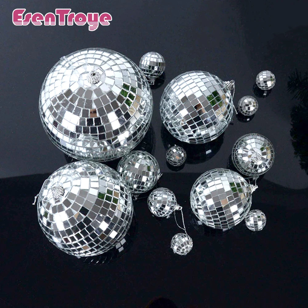 Palla da discoteca a specchio, decorazione per feste anni '70, riflettente, da appendere, 2-10 cm
