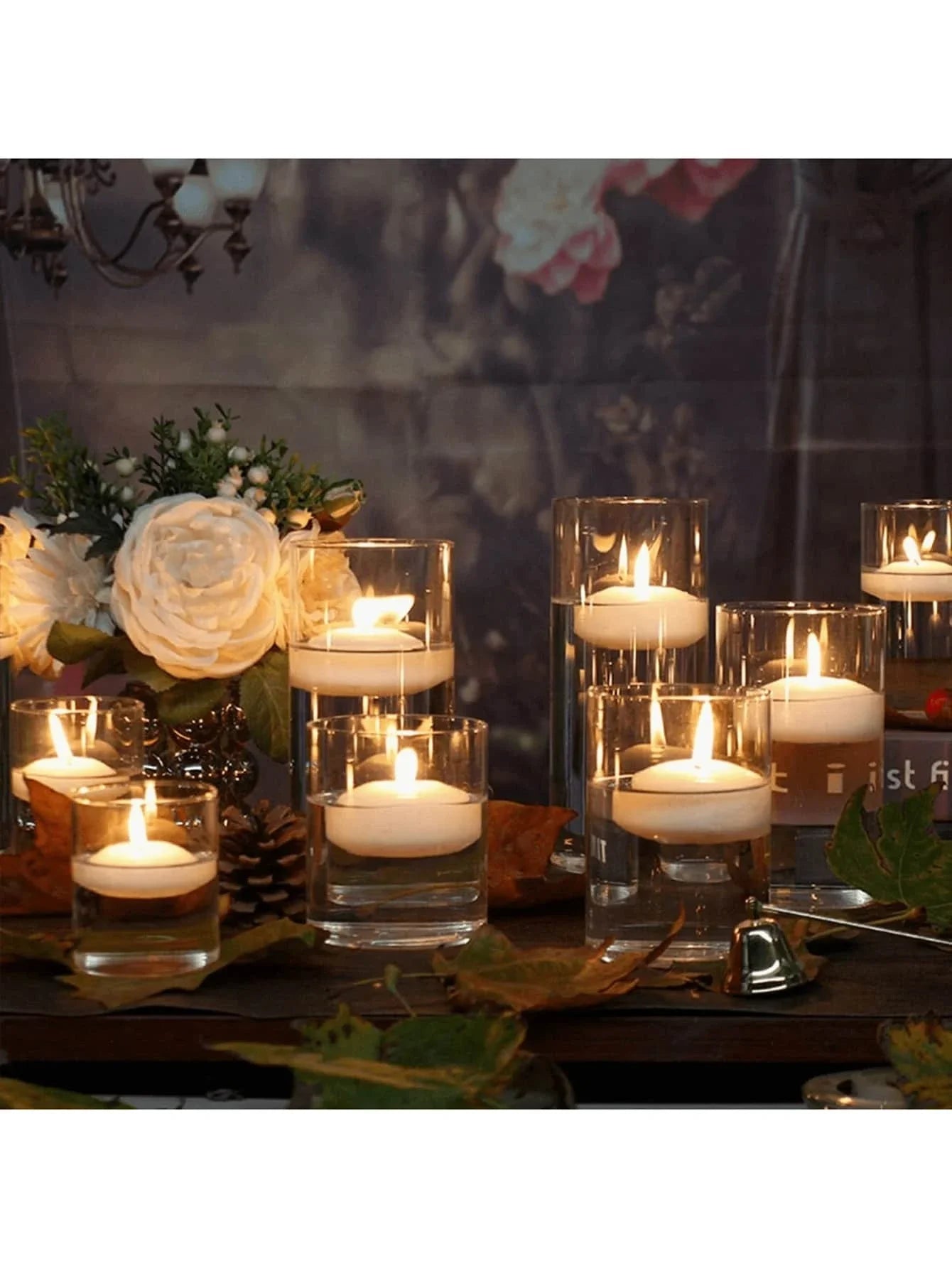 Clear Cylinder Glass Pillar Candle Holder Vase (Candles Not Included)