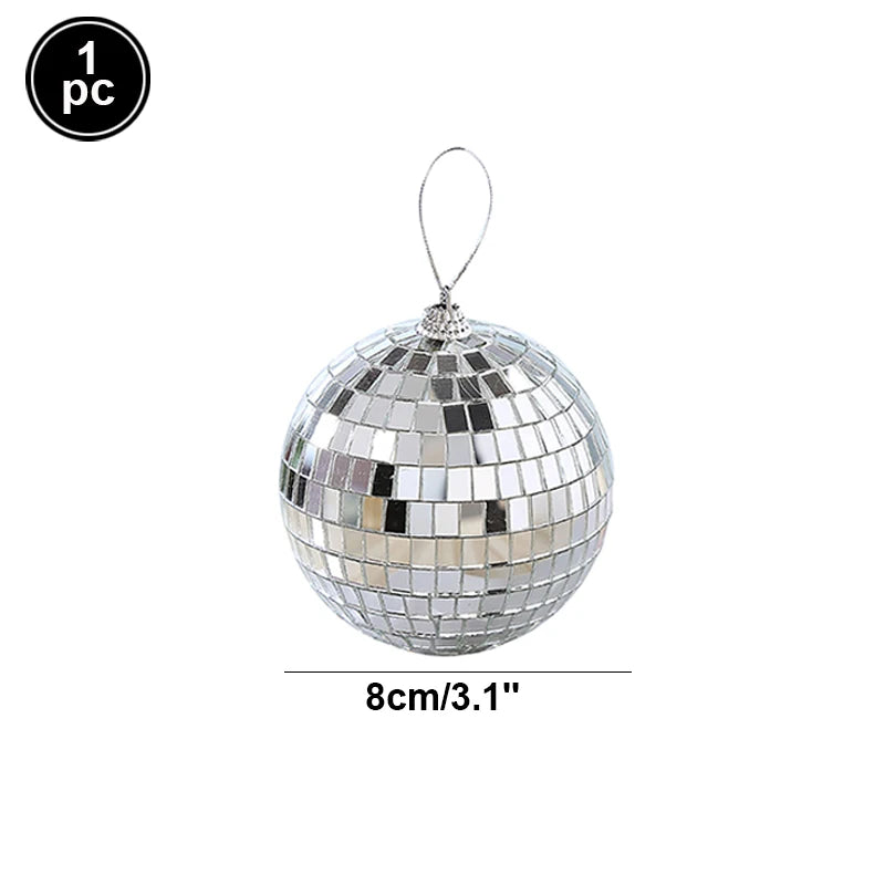 Palla da discoteca a specchio, decorazione per feste anni '70, riflettente, da appendere, 2-10 cm