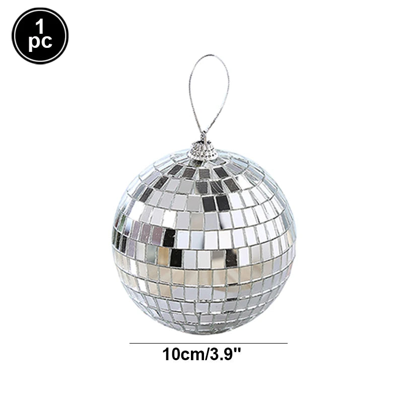 Palla da discoteca a specchio, decorazione per feste anni '70, riflettente, da appendere, 2-10 cm