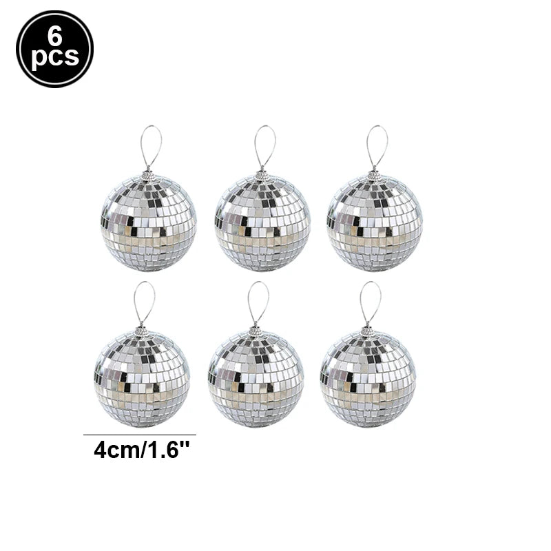 Palla da discoteca a specchio, decorazione per feste anni '70, riflettente, da appendere, 2-10 cm