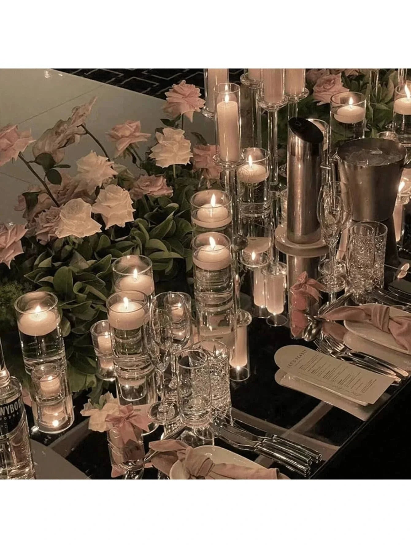 Clear Cylinder Glass Pillar Candle Holder Vase (Candles Not Included)