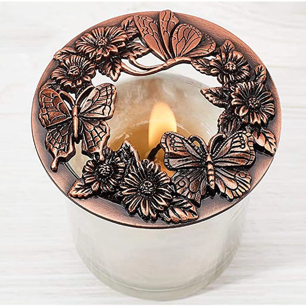 Candela antica a forma di farfalla, coperchio per barattolo, argento/oro/bronzo