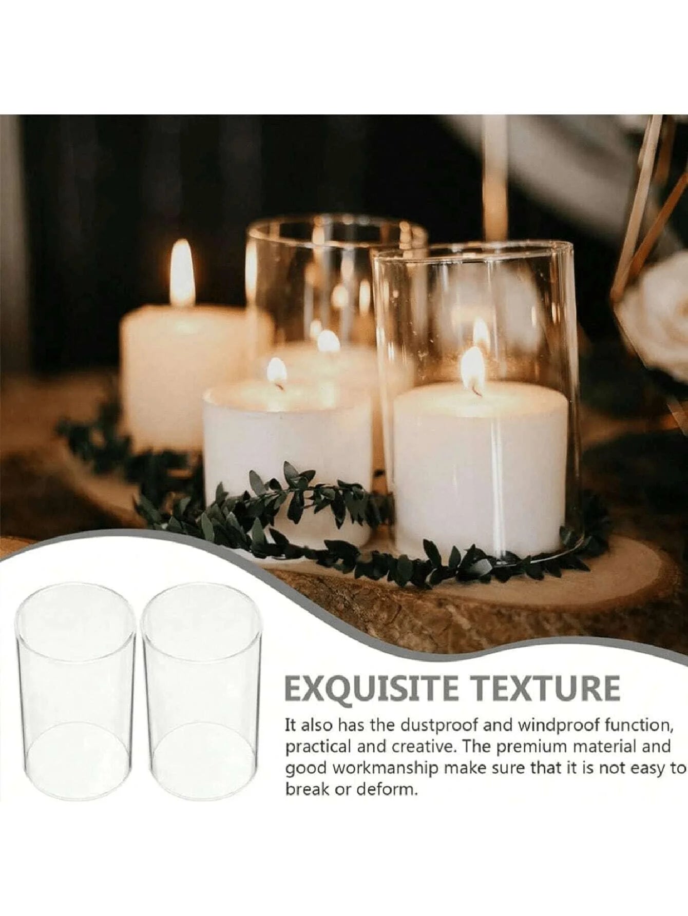 Clear Cylinder Glass Pillar Candle Holder Vase (Candles Not Included)