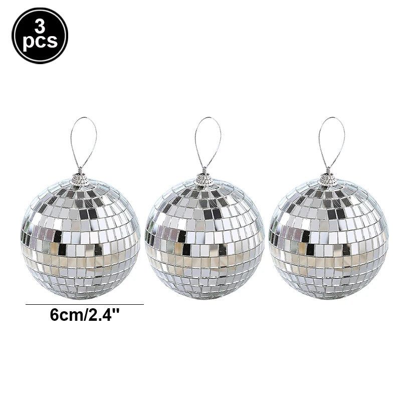 Palla da discoteca a specchio, decorazione per feste anni '70, riflettente, da appendere, 2-10 cm