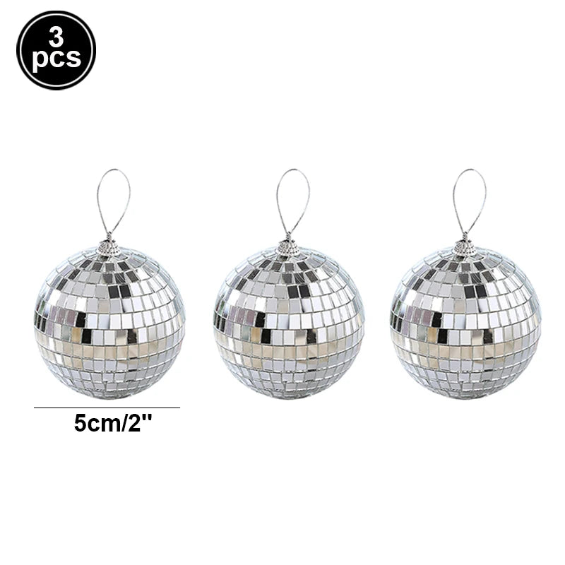 Palla da discoteca a specchio, decorazione per feste anni '70, riflettente, da appendere, 2-10 cm