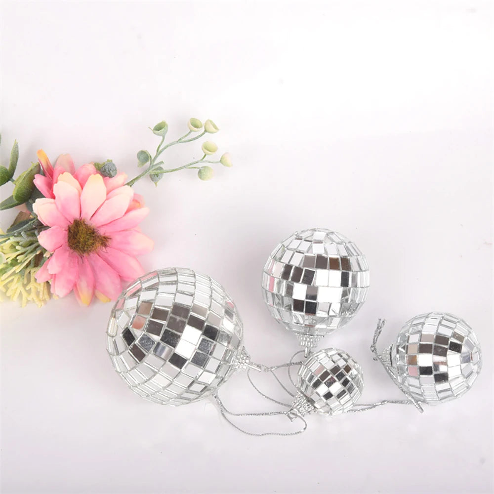 Palla da discoteca a specchio, decorazione per feste anni '70, riflettente, da appendere, 2-10 cm