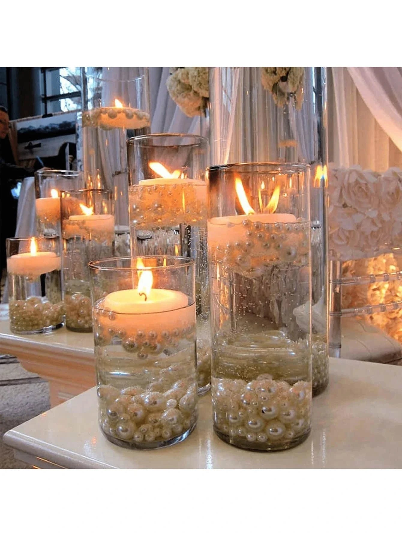 Clear Cylinder Glass Pillar Candle Holder Vase (Candles Not Included)