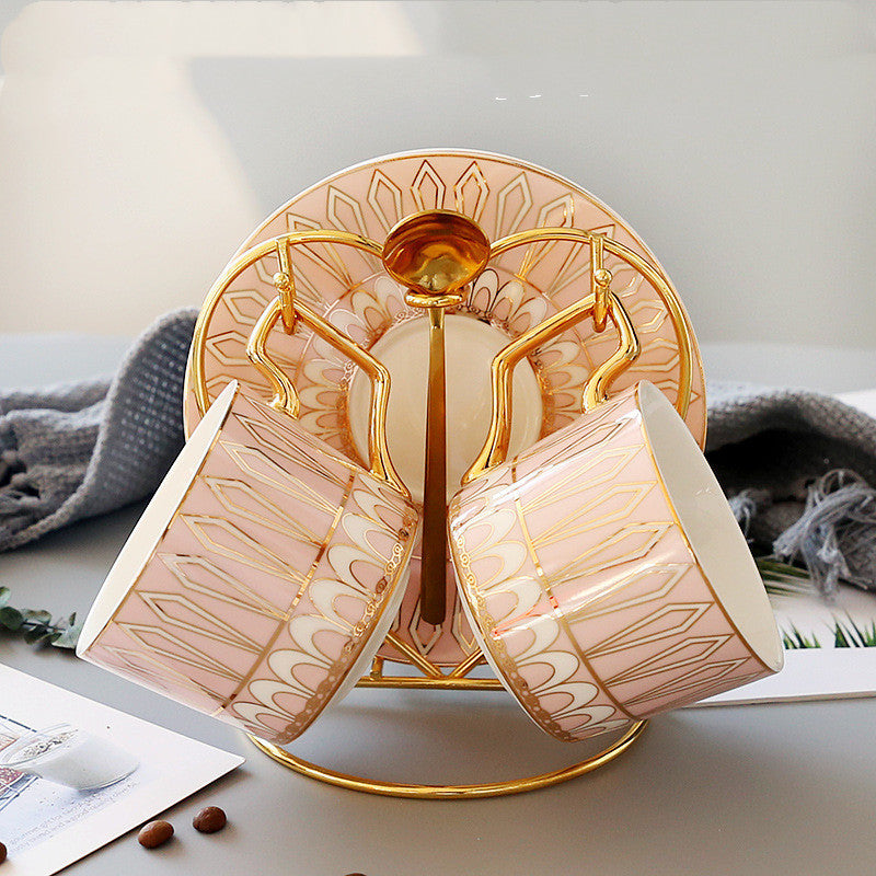 Set da caffè in ceramica europea con piattino e porta cucchiaino