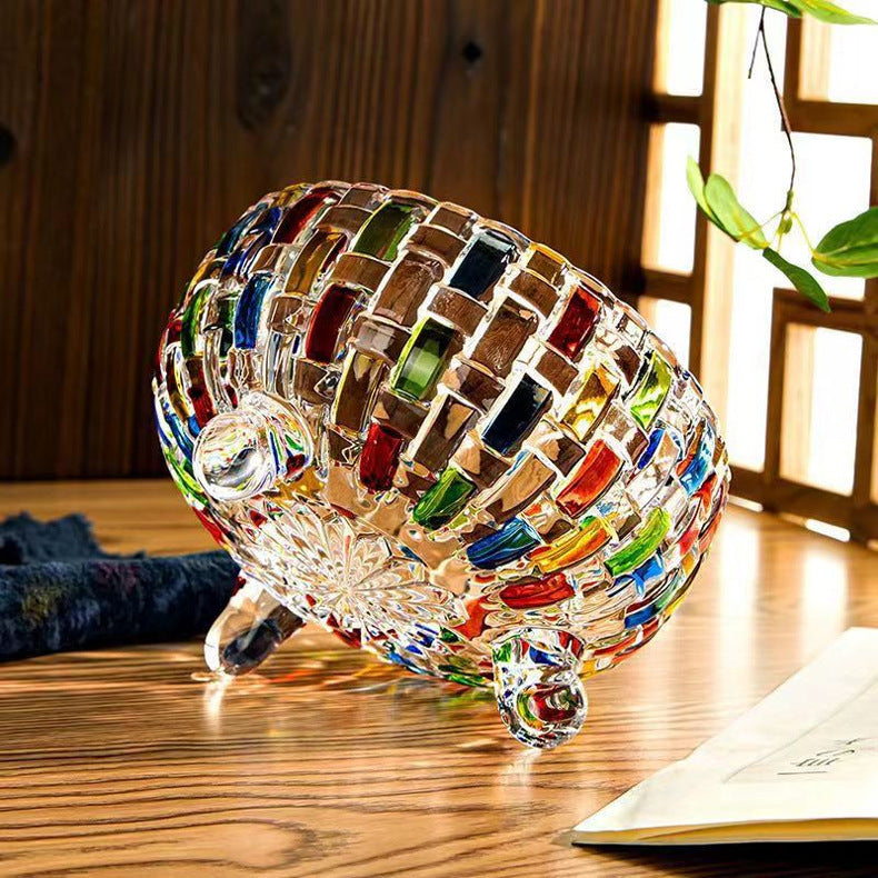 Dried Fruit Jar With Lid Snack Stained Glass Candy Box