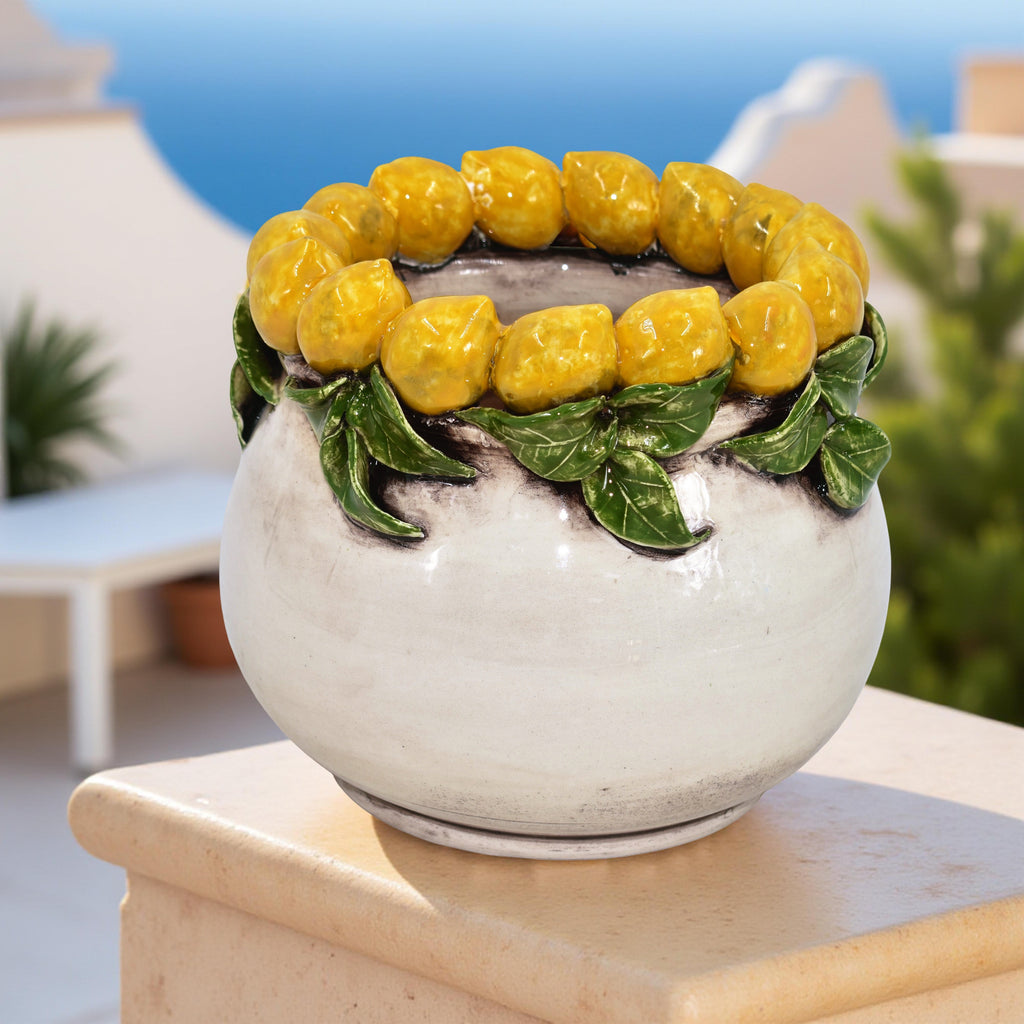 Vaso h 16 con Limoni di Sicilia madreperla colorata