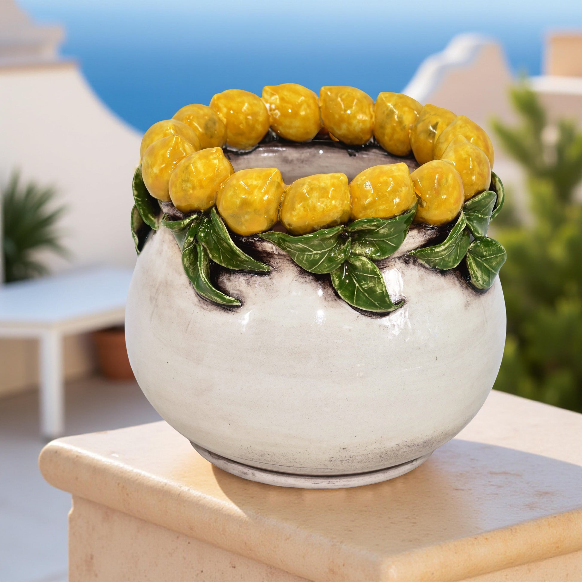 Vaso h 16 con Limoni di Sicilia madreperla colorata