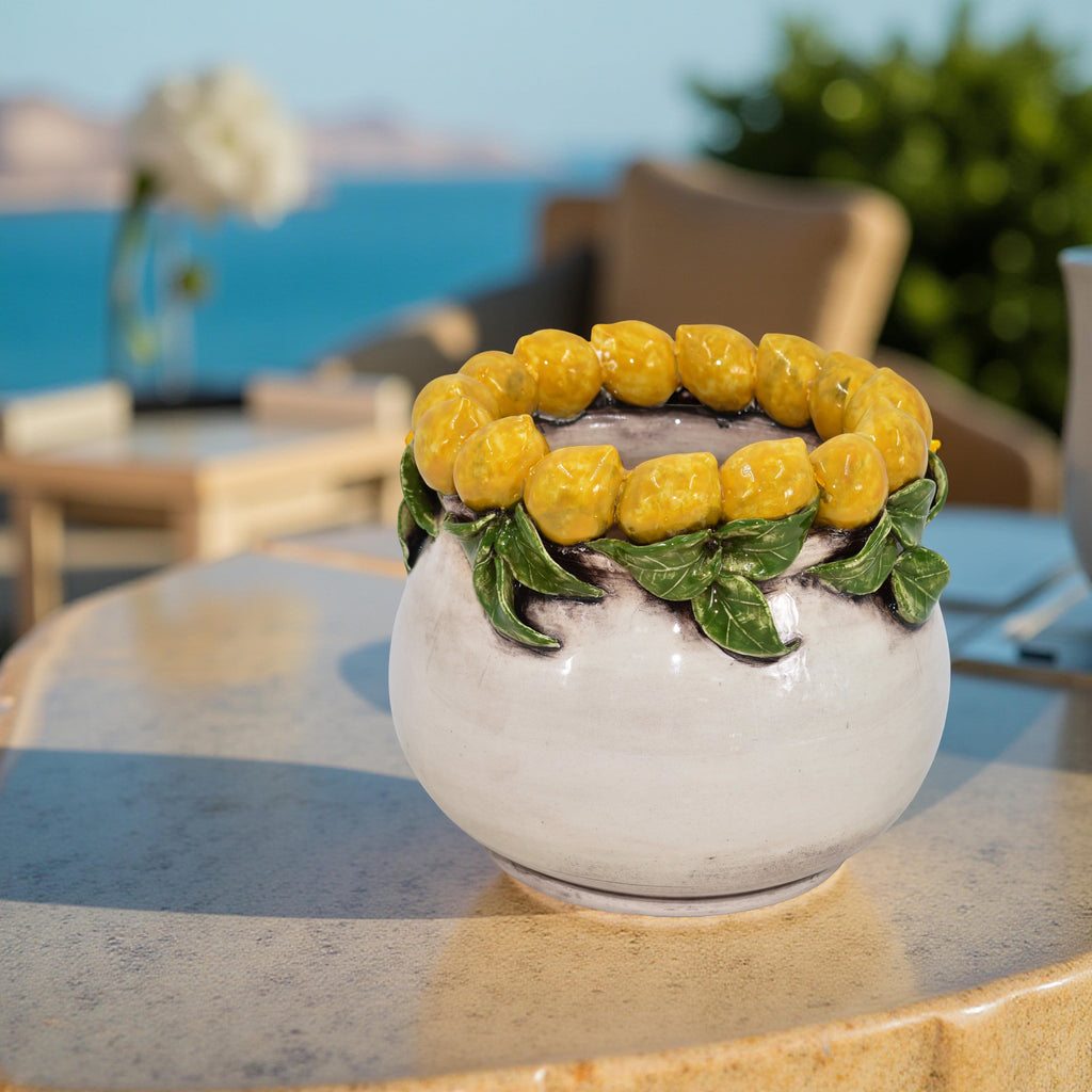 Vaso h 16 con Limoni di Sicilia madreperla colorata