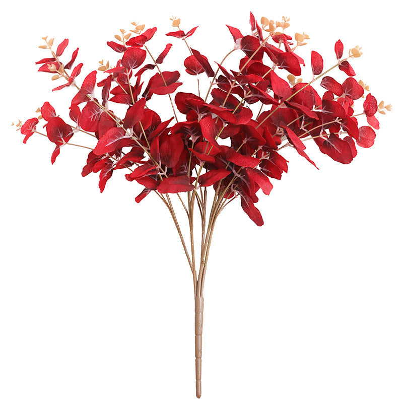 Fiore di eucalipto, foglia di denaro, fiore di seta, decorazione per la casa