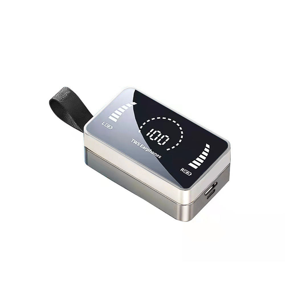 Auricolari Bluetooth 5.0, impermeabili, wireless, con scatola di ricarica e microfono.