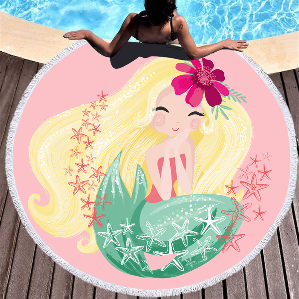 Strandtuch Cartoon rosa Meerjungfrau Mikrofaser rund