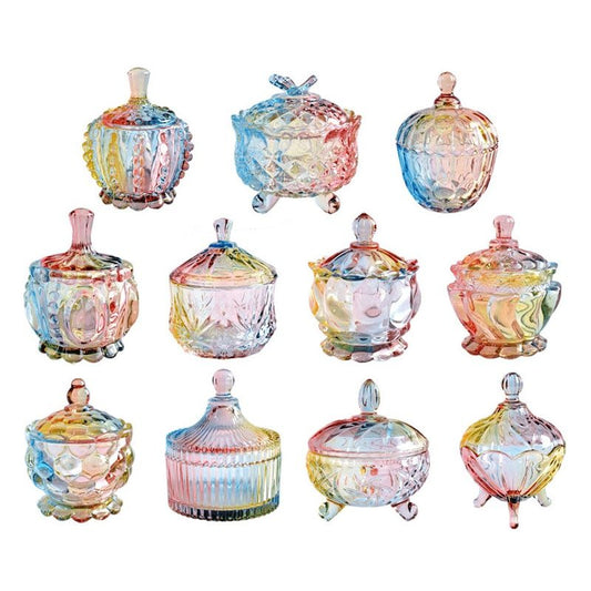 European style storage jar colorful glass candy jar