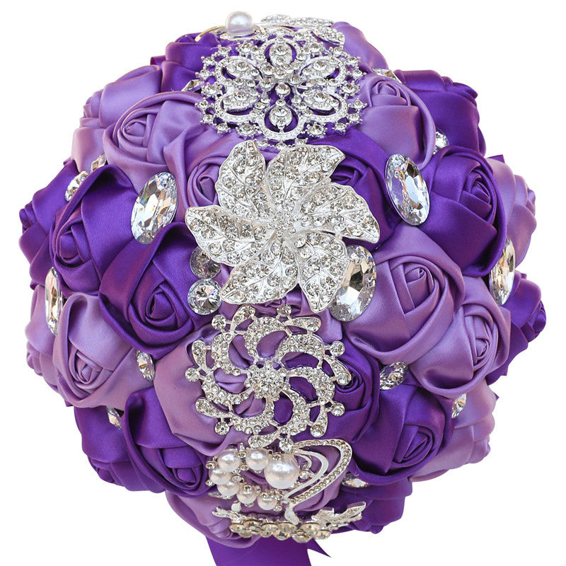Braut Fertig Satin Bouquet Hochzeit Band Handheld