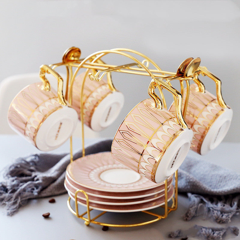 Set da caffè in ceramica europea con piattino e porta cucchiaino