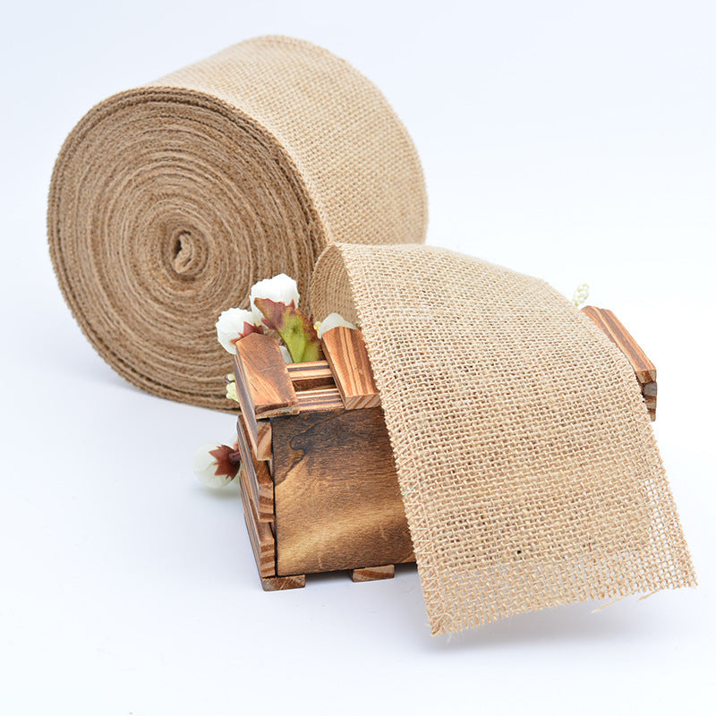 Natural Jute Cloth Roll Solid Color Linen Ribbon