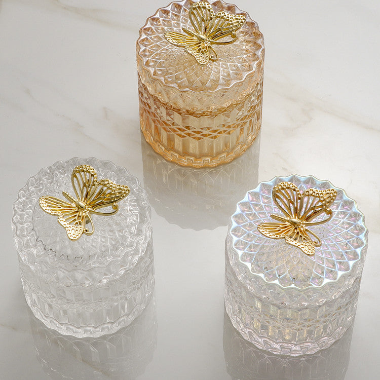 Glass Storage Jar With Butterfly