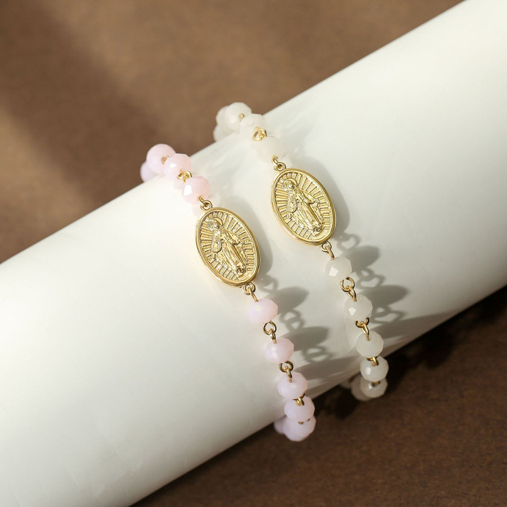 Braccialetto di perline Medaglia ovale Cristallo Pasqua