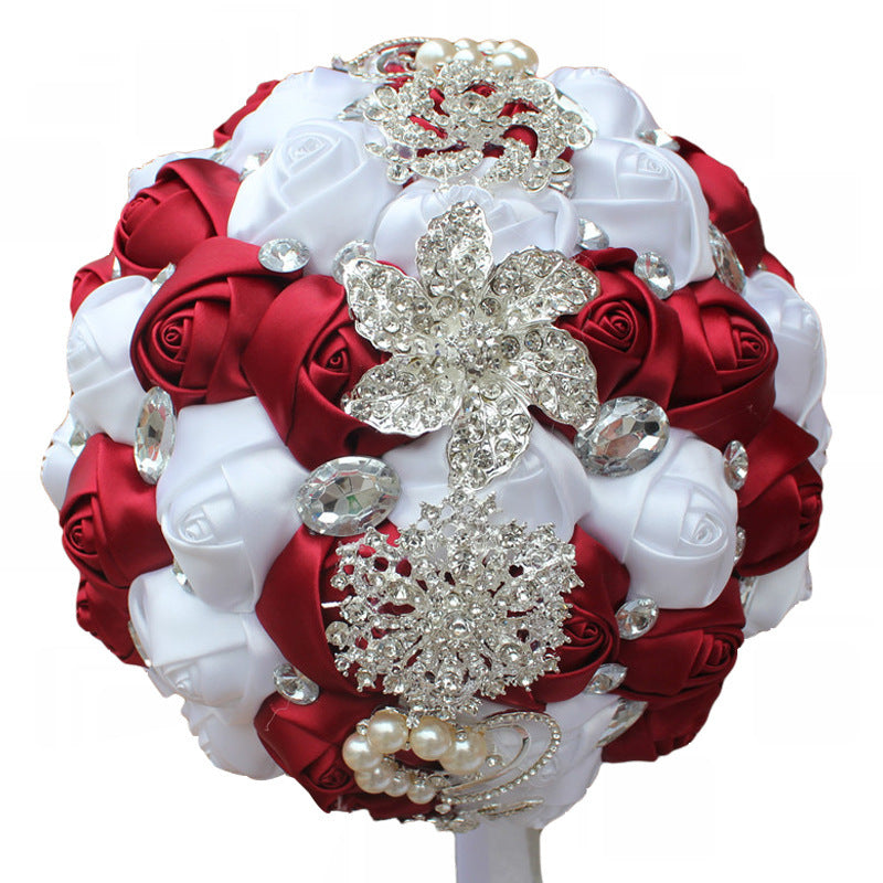 Braut Fertig Satin Bouquet Hochzeit Band Handheld