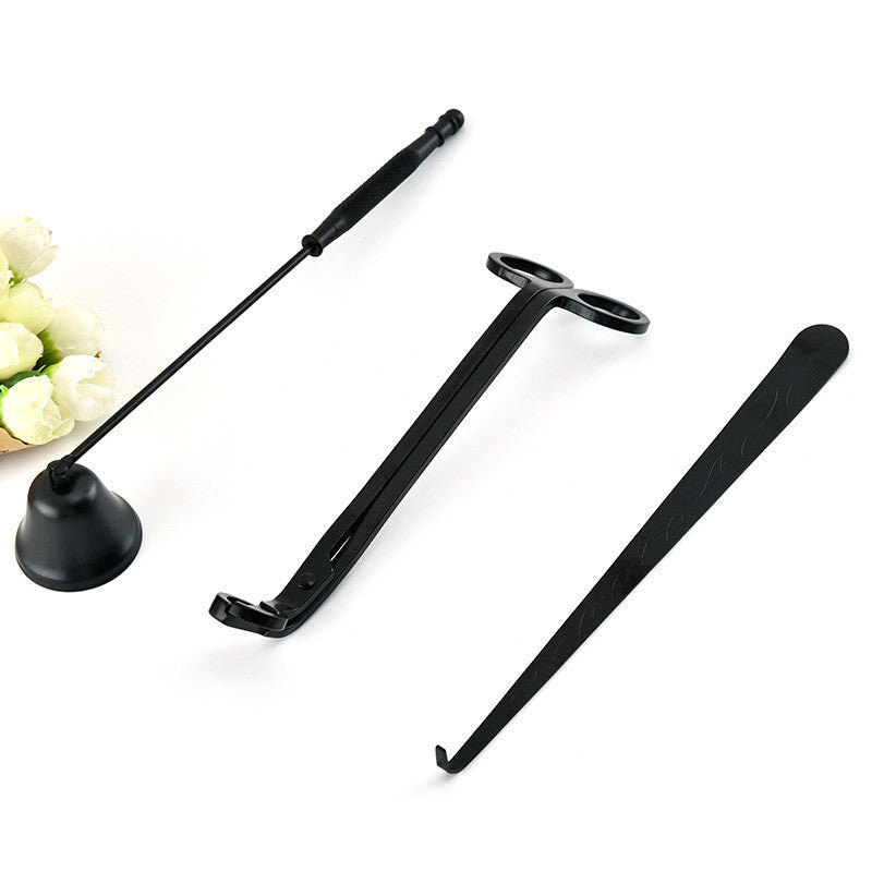 Forbici per candele Set da tre pezzi Spegnicandele Vassoio in metallo