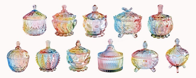 European style storage jar colorful glass candy jar