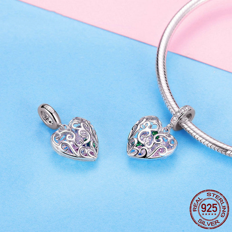 Elegante ciondolo a forma di cuore in argento sterling