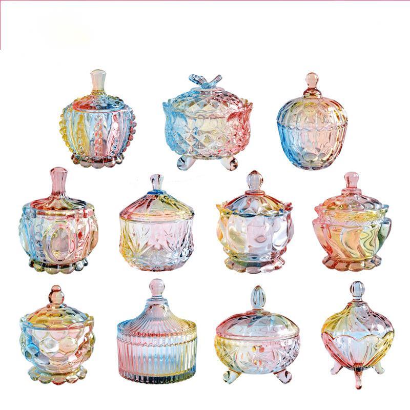 European style storage jar colorful glass candy jar