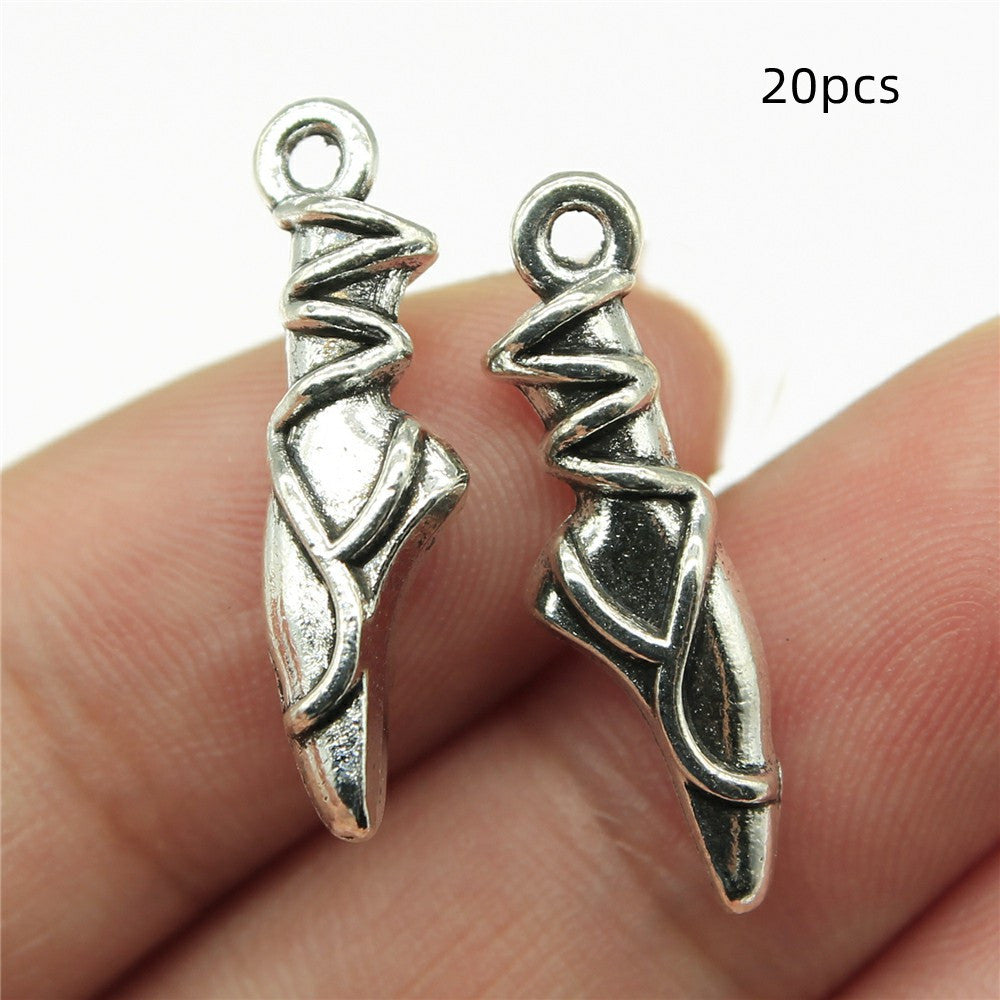 Ciondoli multicolore a forma di scarpe da ballerina, 23x6x4 mm, 1,4 g