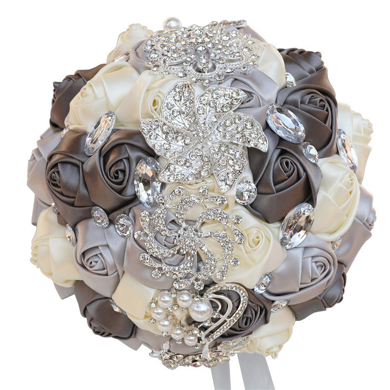 Braut Fertig Satin Bouquet Hochzeit Band Handheld
