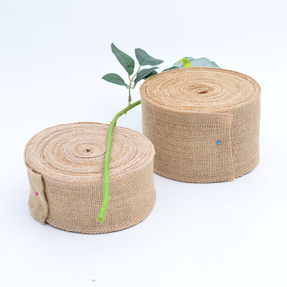 Rollo de tela de yute natural, cinta de lino de color sólido