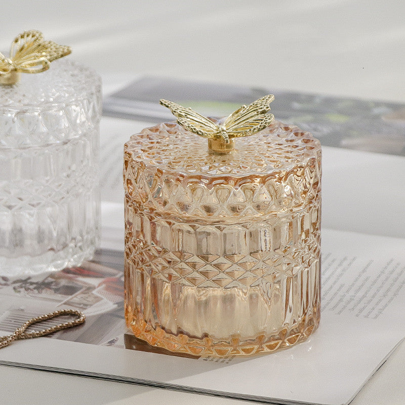 Glass Storage Jar With Butterfly
