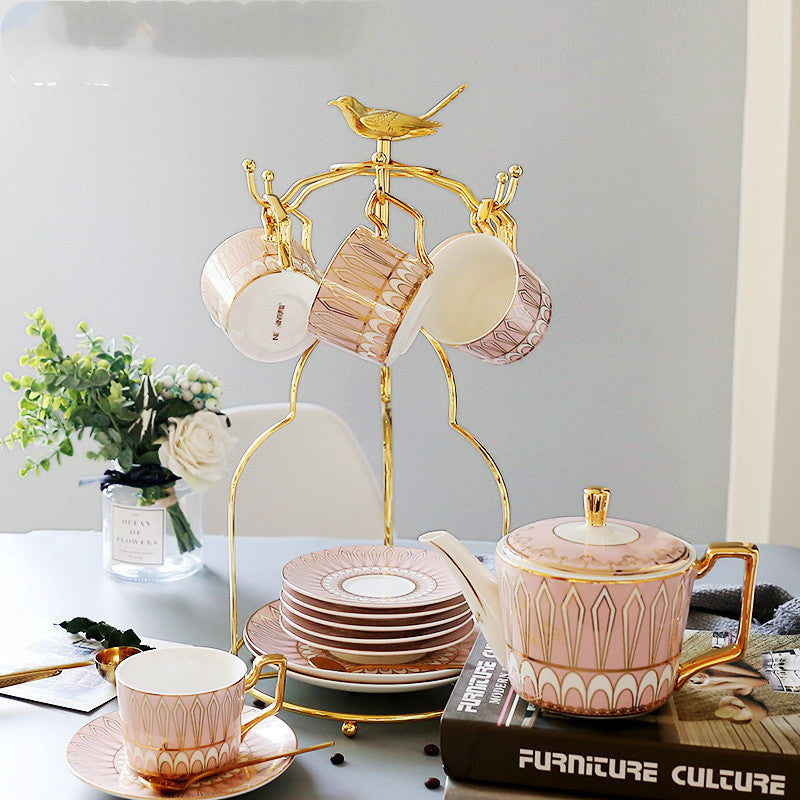 Set da caffè in ceramica europea con piattino e porta cucchiaino