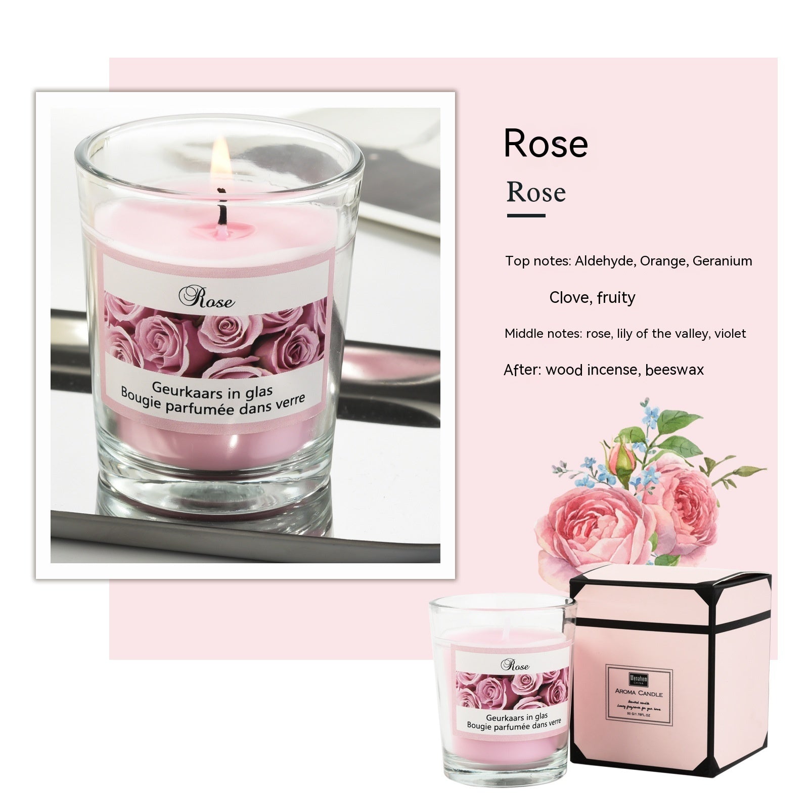 Candele Aromaterapia Vetro Fragranza Romantica