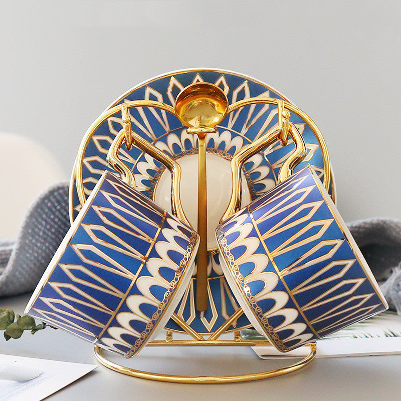 Set da caffè in ceramica europea con piattino e porta cucchiaino