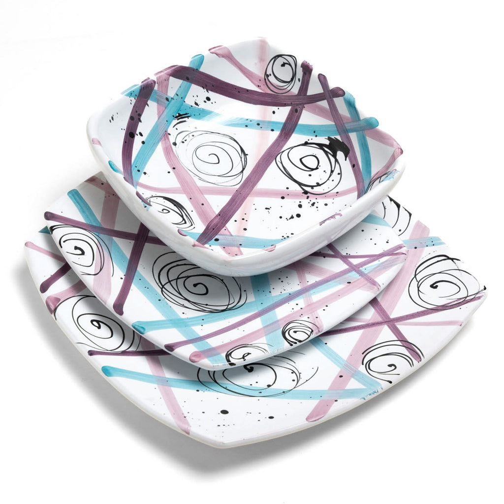 Tris Piatti Linee Viola Istintismo