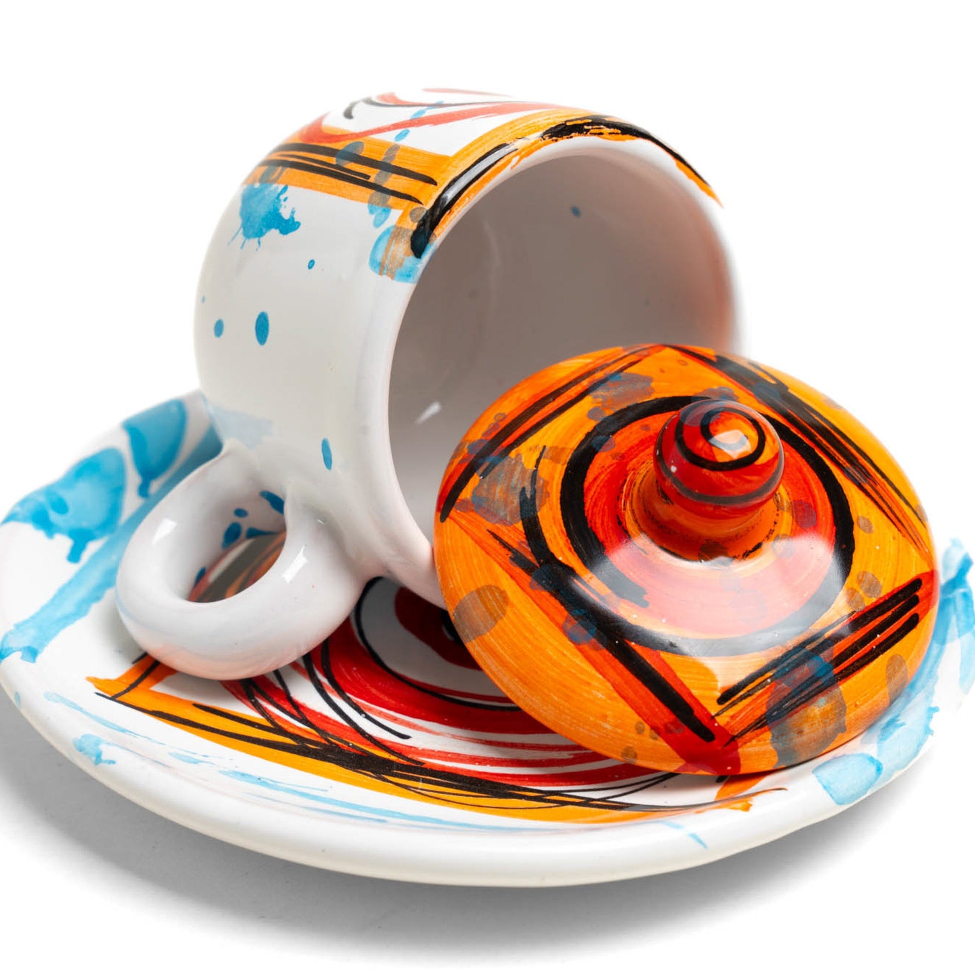 Tazzina Caffè Geometrie Arancioni e Azzurre Istintismo