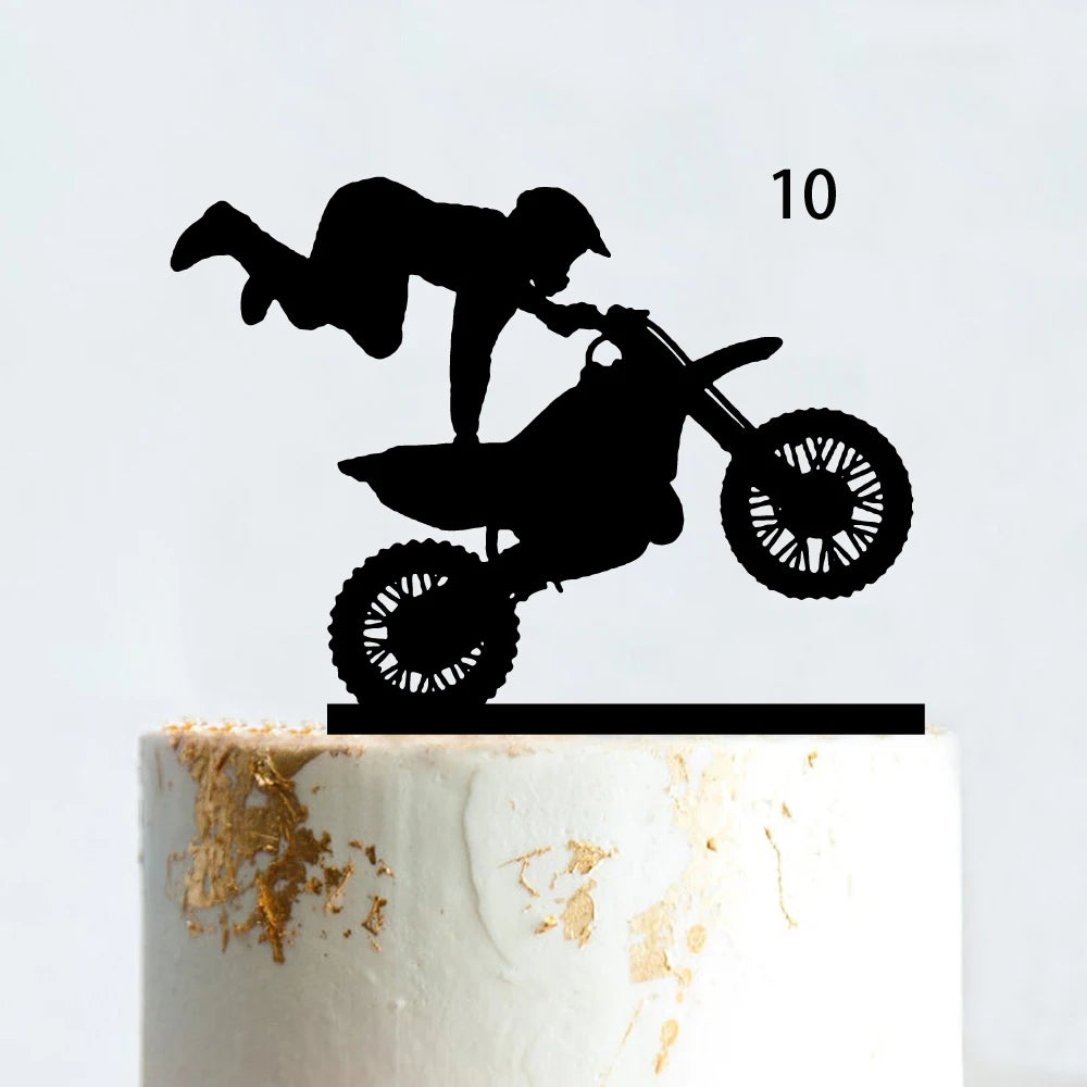 Decorazione per torta nuziale in stile divertente con motocicletta