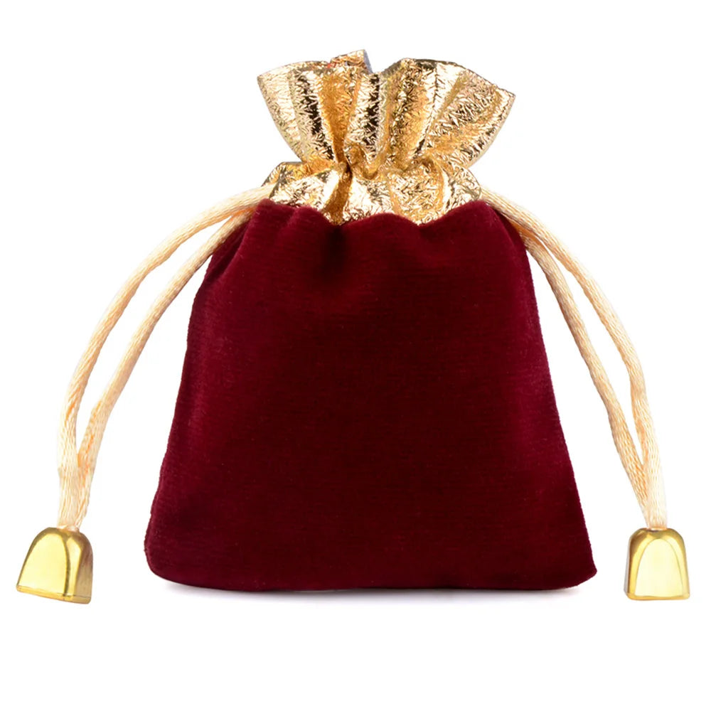 Geschenktüte Kordelzug Samt Taschen Gold Farbe Trim Für Hochzeit
