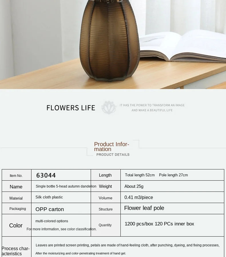 Fiore artificiale di tarassaco, piccola palla di spine, decorazione per matrimoni o casa