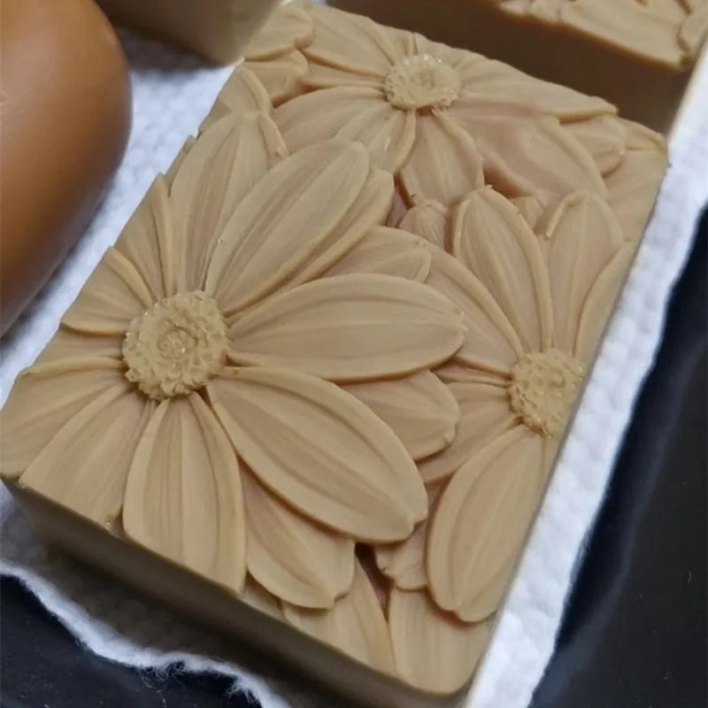 Elegante stampo per sapone a forma di girasole rettangolare 3D