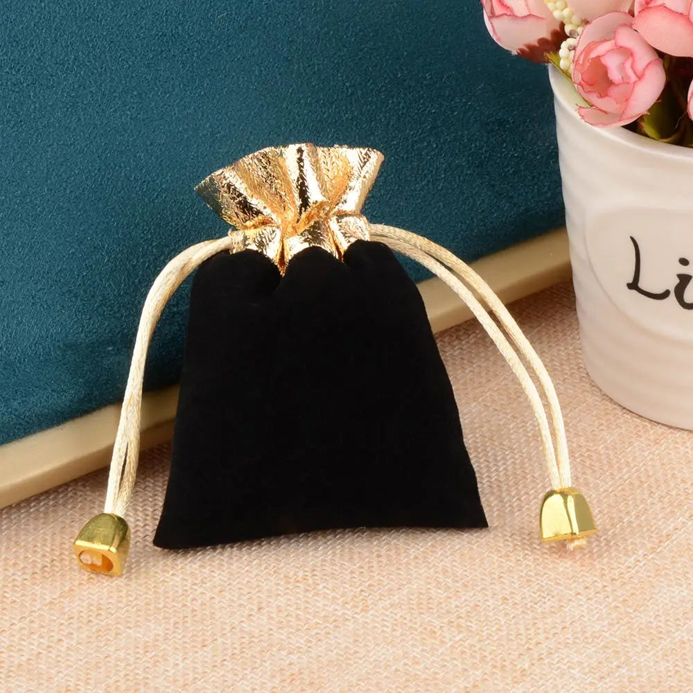 Geschenktüte Kordelzug Samt Taschen Gold Farbe Trim Für Hochzeit