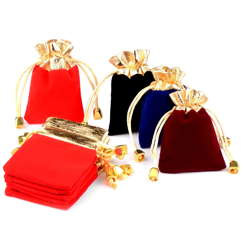 Geschenktüte Kordelzug Samt Taschen Gold Farbe Trim Für Hochzeit