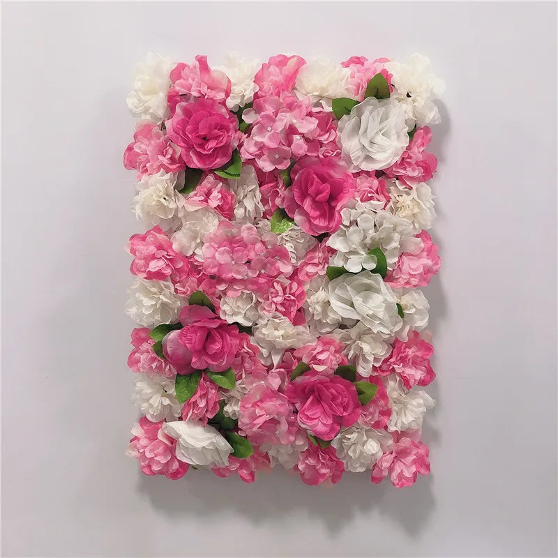 Sfondo decorativo per pareti con fiori artificiali di rose di seta rosa