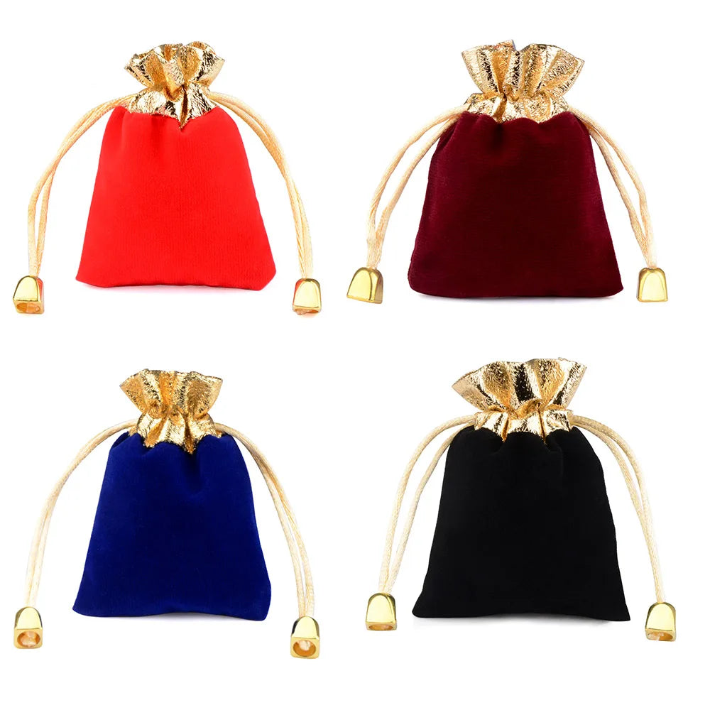 Geschenktüte Kordelzug Samt Taschen Gold Farbe Trim Für Hochzeit