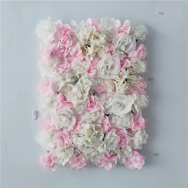 Sfondo decorativo per pareti con fiori artificiali di rose di seta rosa
